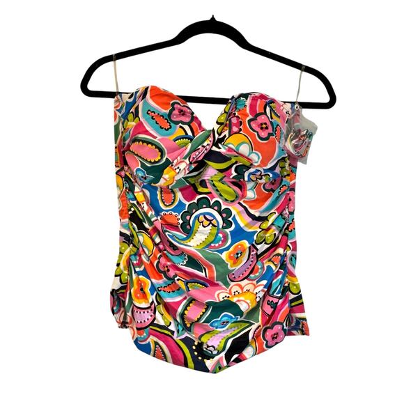 Bleu by Rod Beattie Printed Twist Bandeau Tankini Top Size 12 Multicolor NWT - Picture 7 of 12